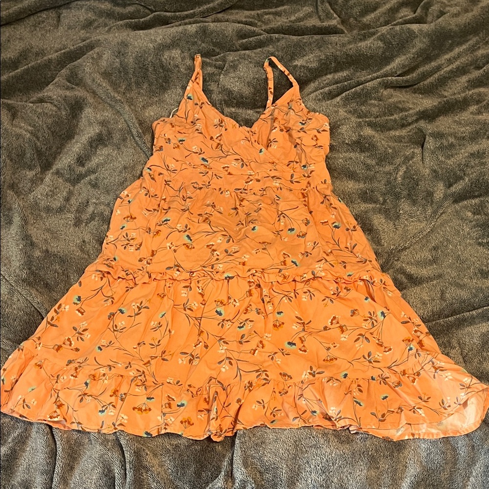 a.n.a Orange Floral Strapless Dress